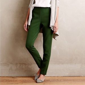 Anthropologie Cartonnier Green Stretch High-Rise Slim Straight Pants. Size 4